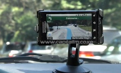 Google Maps Navigation (Beta) is an Internet-connected GPS navigation system on = mobile phones that provides turn-by-turn voice driving directions/COURTESY