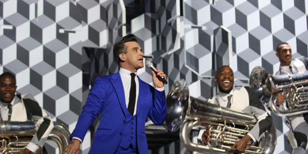 Robbie Williams performs at Brit Awards