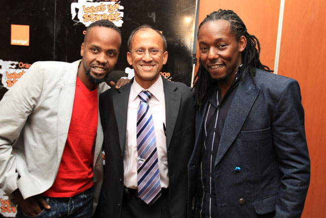 Contest judge Boneless Thyaga, Ian Fernandes and Moses Odhiambo