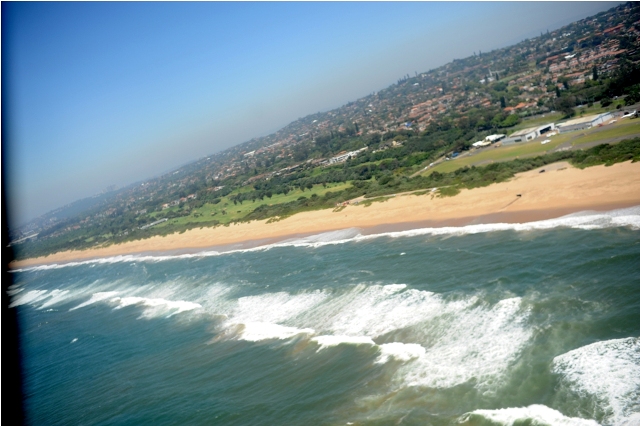 Durban coast - Experiencing South Africa's Valley of 1000 Hills from the sky photographed by susan wong 2013