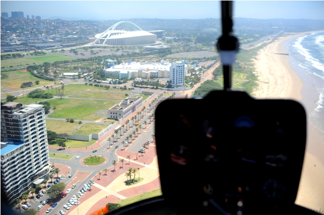 durban stadium -Experiencing South Africa's Valley of 1000 Hills from the sky photographed by susan wong 2013