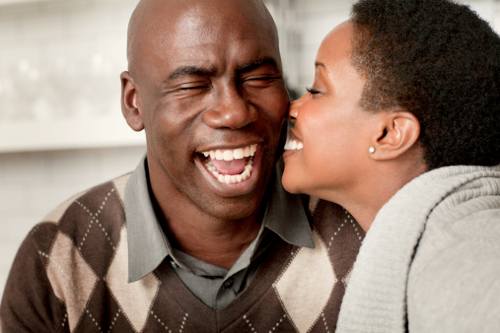 happy couple at home