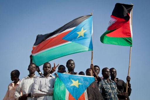 JUBA PROTESTORS FLAGS