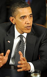 Obama says stimulus helping put the brakes on recession