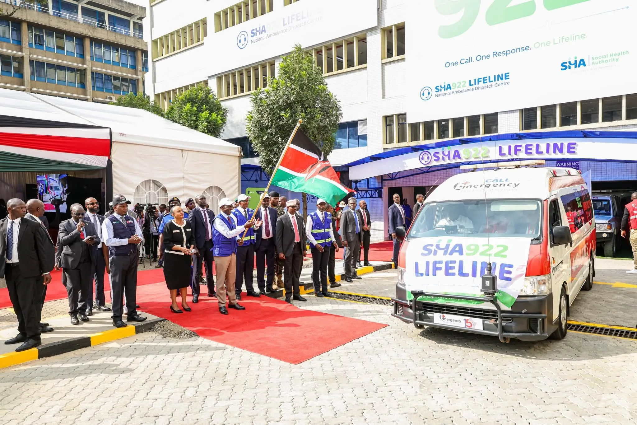 Ruto launches the SHA 922 Lifeline mobile service and National Ambulance Centre