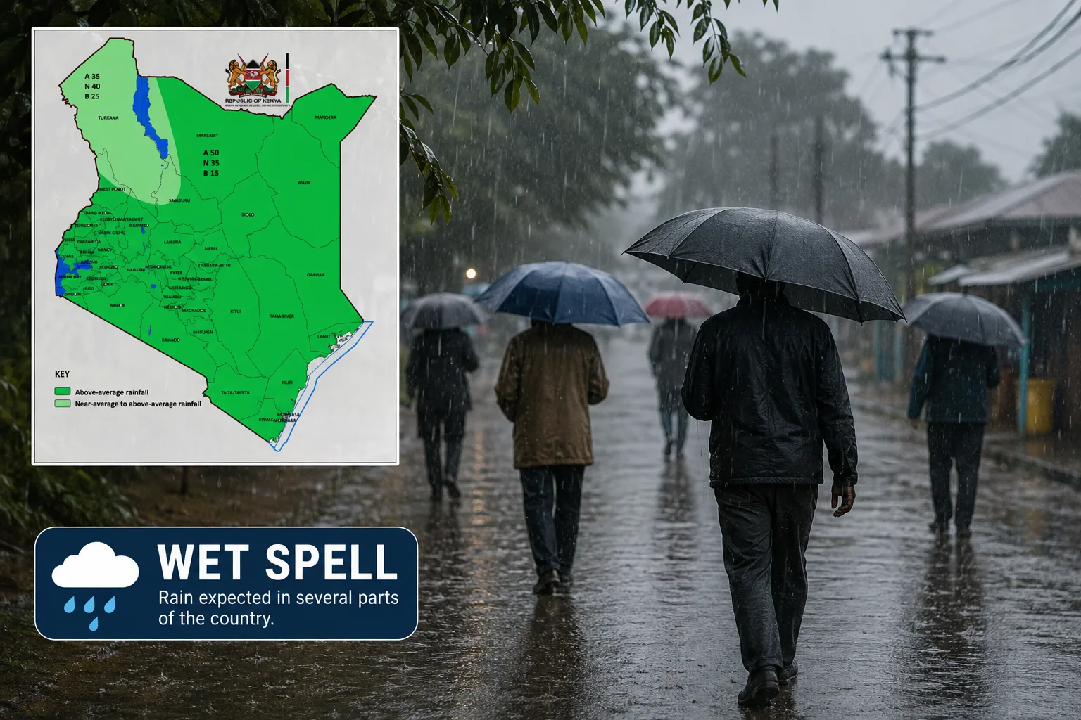 80pc of Kenya faces above-average rains, prolonged wet spells