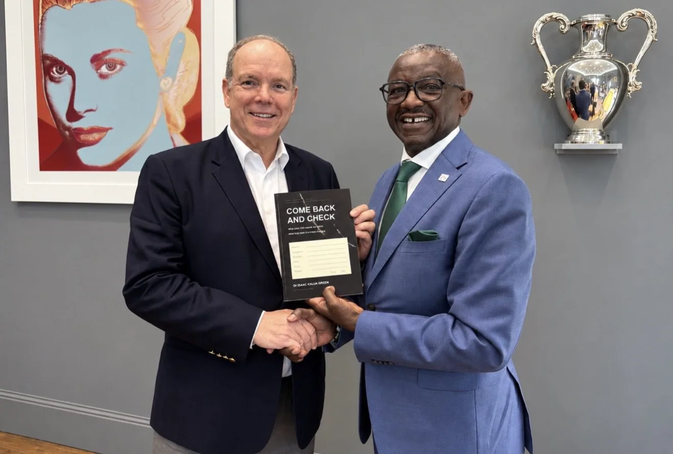 Prince Albert II receives Dr Isaac Kalua Green’s new book as foundations deepen Africa climate partnership