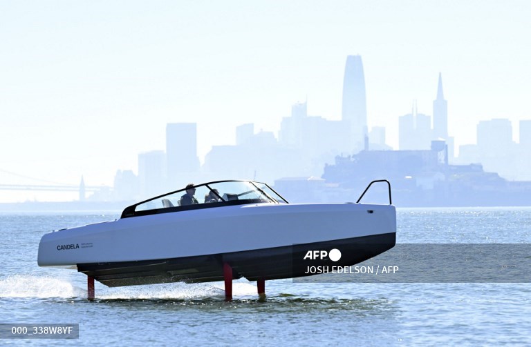 Electric boat goes airborne for cleaner ocean voyage