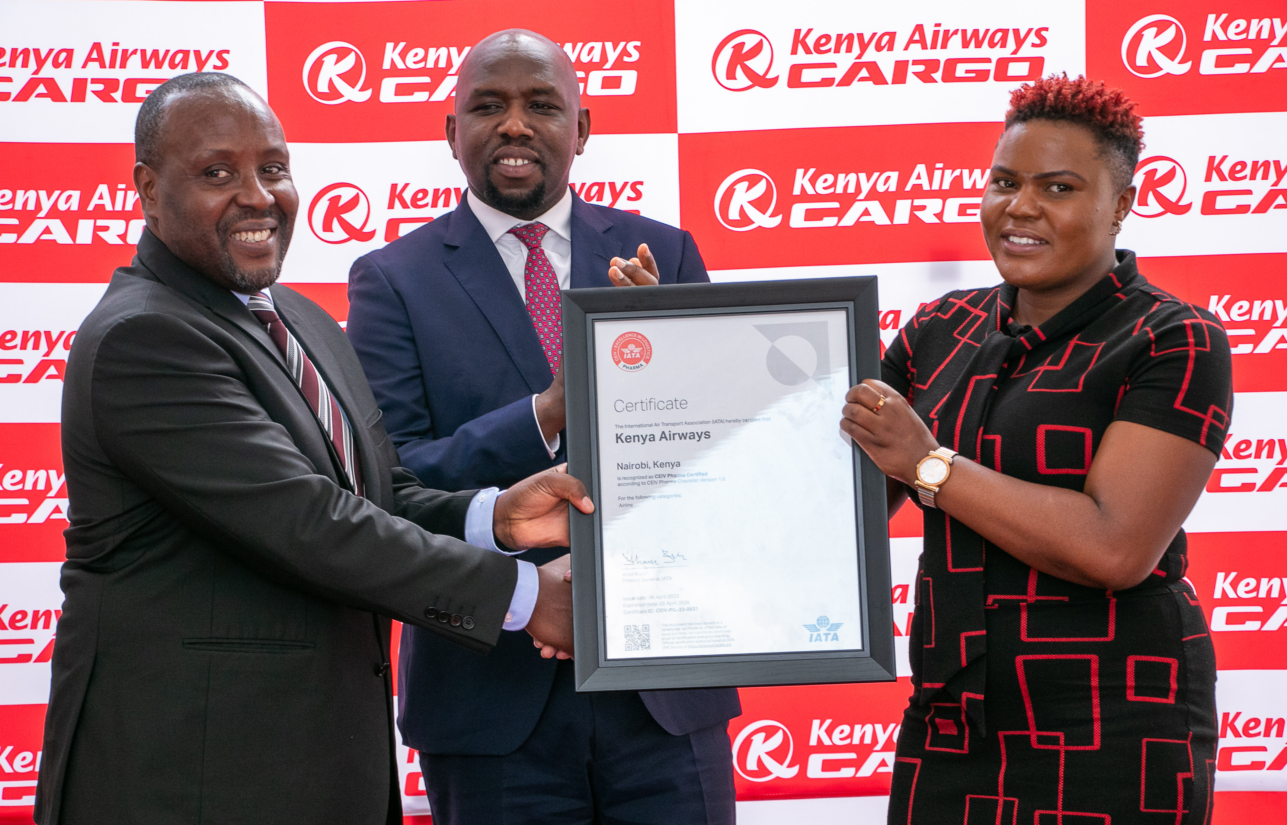 KQ Cargo pharma unit get a boast after obtaining IATA pharma CEIV Certification
