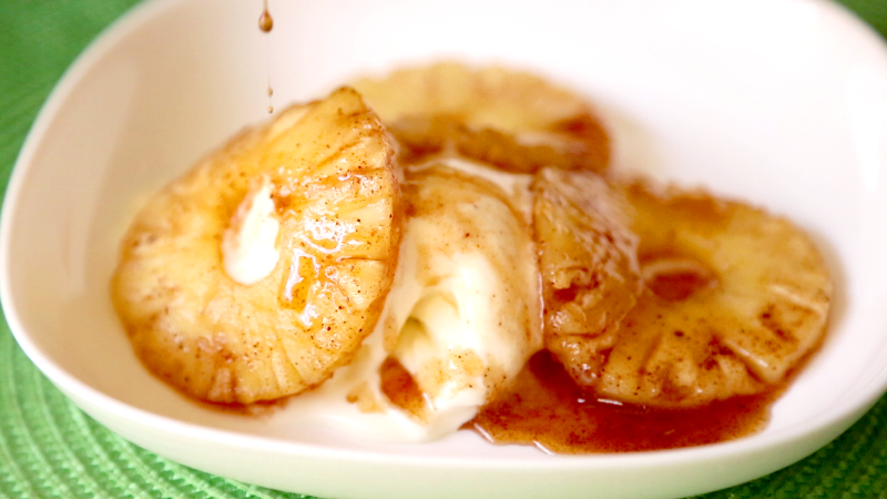 Pineapple and cinnamon flambe 2