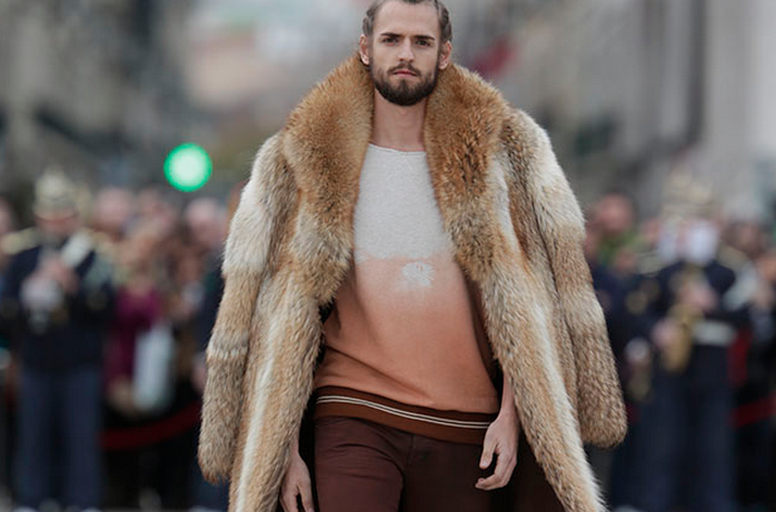 men wearing fur