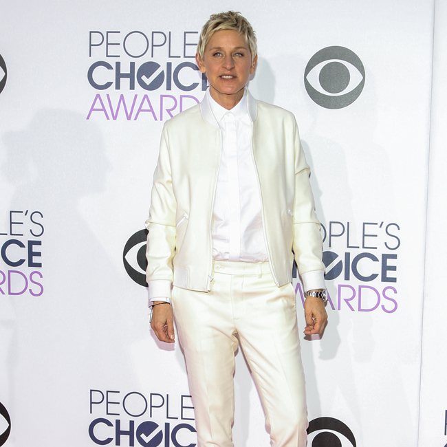 Stars arrive at the 41st Annual People's Choice Awards at Nokia Theatre LA Live in Los Angeles, California. Pictured: Ellen DeGeneres Ref: SPL923310  070115   Picture by: Press Line Photos/Splash News Splash News and Pictures Los Angeles:	310-821-2666 New York:	212-619-2666 London:	870-934-2666 photodesk@splashnews.com 