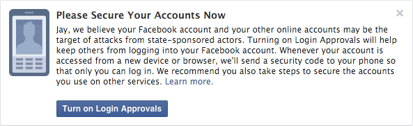 facebook hacker notification