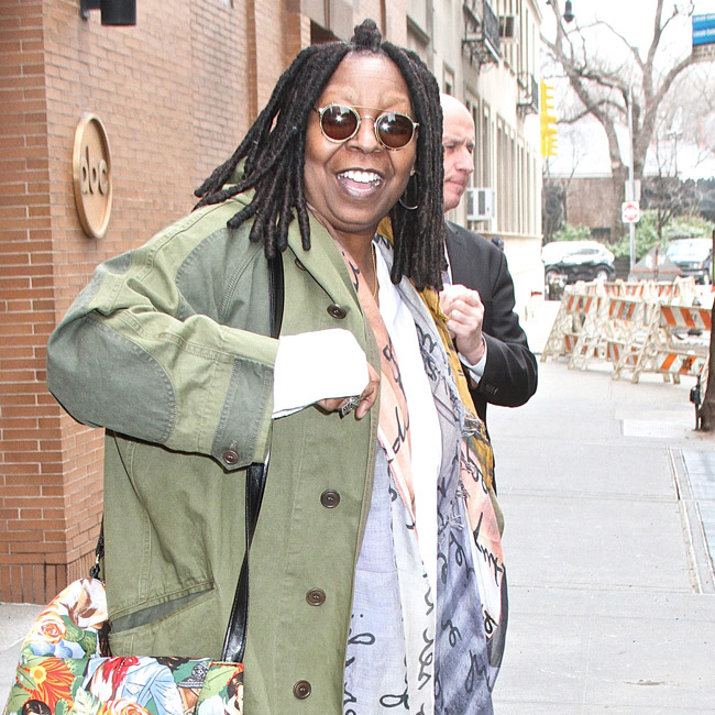 Comedian and actress Whoopi Goldberg is all smiles as she leaves 'The View' in NYC