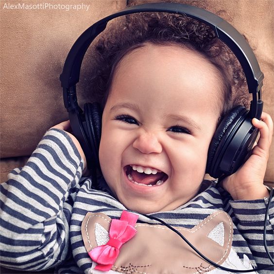 baby with headphones