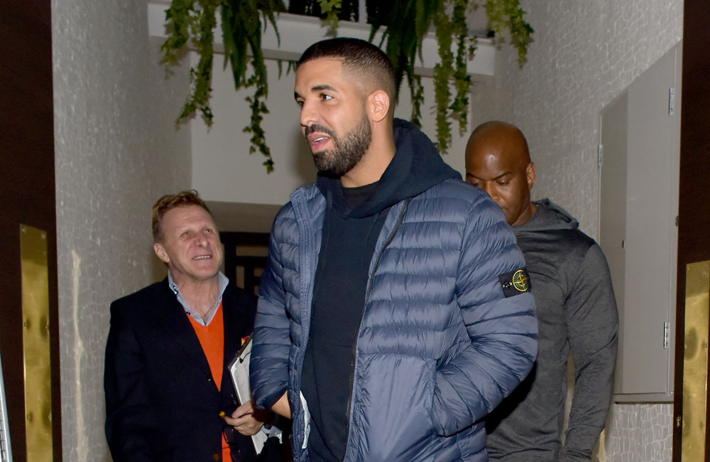 Rapper Drake seen leaving Ours bar and eatery at midnight, South Kensington, London, UK. Pictured: Aubrey Drake Graham, Drake Ref: SPL1312051  020716   Picture by: Tony Clark / Splash News Splash News and Pictures Los Angeles:310-821-2666 New York:	212-619-2666 London:	870-934-2666 photodesk@splashnews.com 