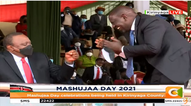 Uhuru, Ruto in animated exchange after 4 months without joint public appearance