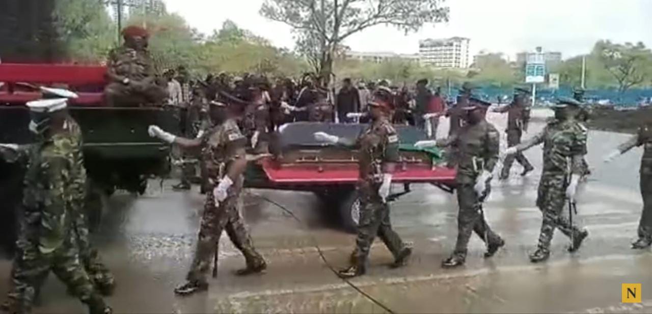 KDF troops stage mock procession ahead of Kibaki funeral service