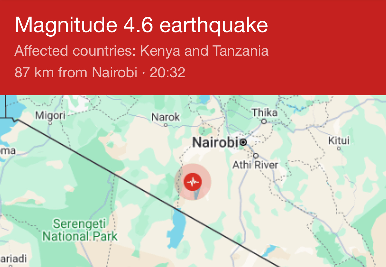 Kenya Experiences Earth Tremor In Nairobi and Other Towns