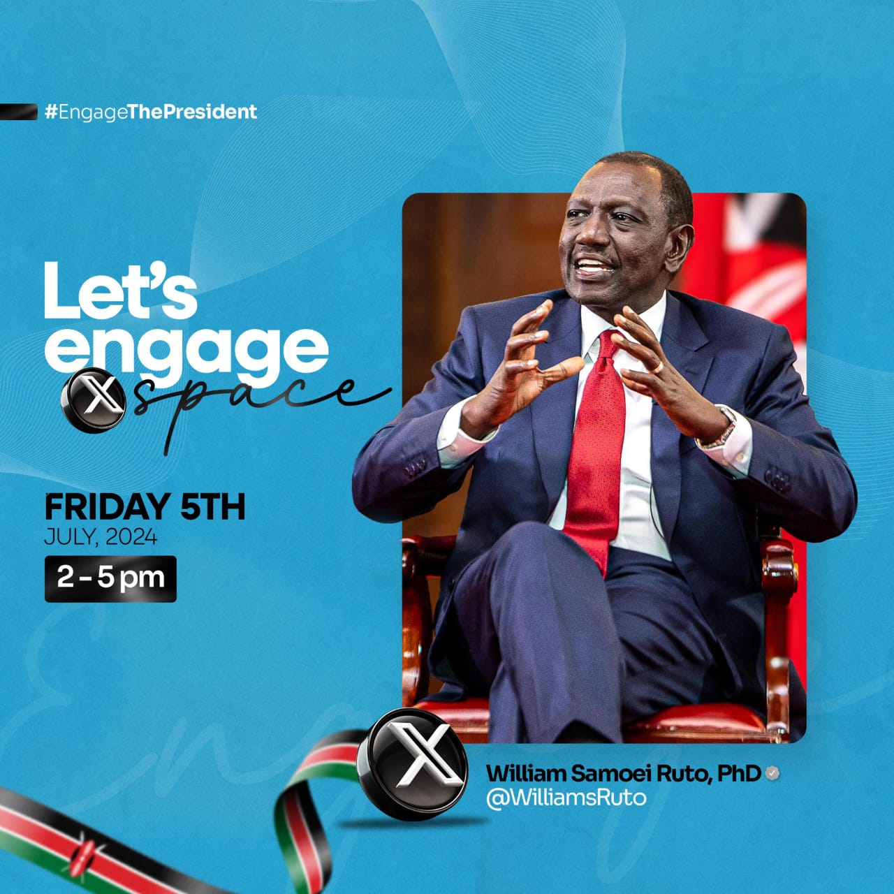 President Ruto to host first X-Space conversation with Kenyan youths