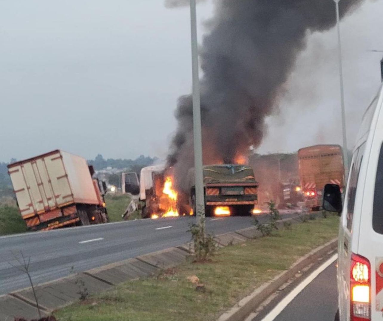 Two Drivers Dead After Lorries Collide and Burst Into Flames on Southern Bypass