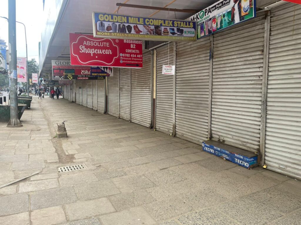 Most shops were closed in Nairobi on August 8, 2024 for fear of anti-government protests.