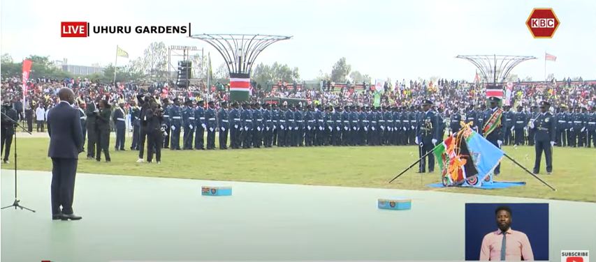 Ruto presents Wajir Air Base presidential colours at trooping parade
