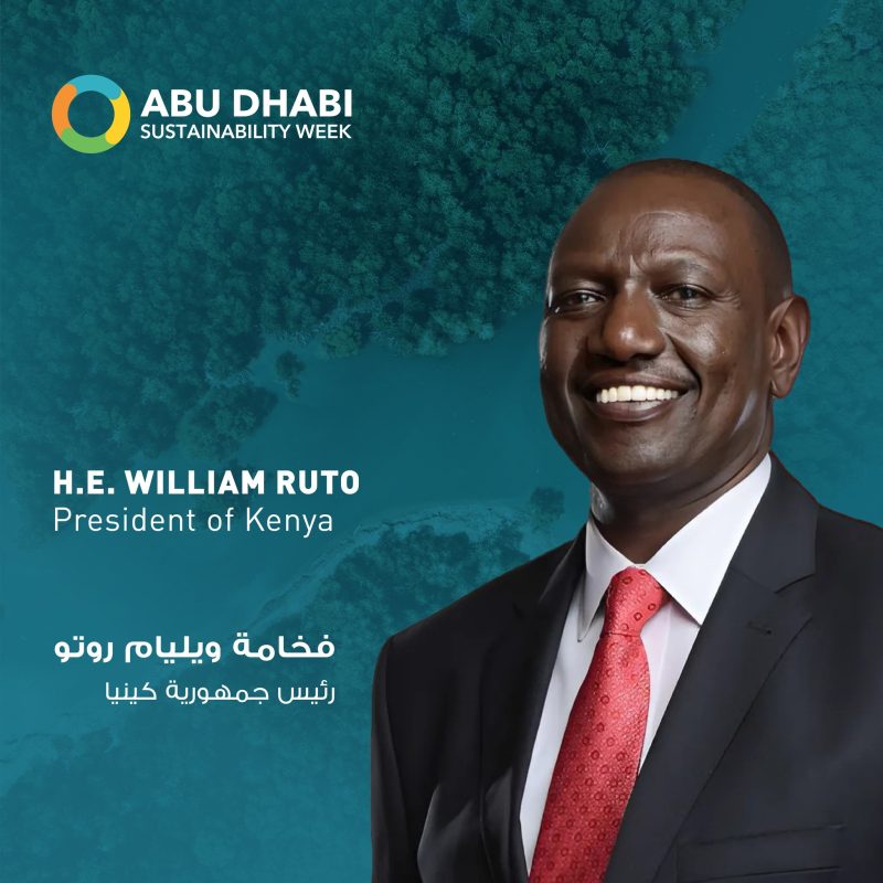Ruto in Abu Dhabi to attend Sustainability Week Summit