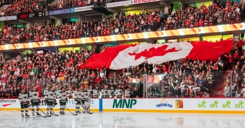 Canadian fans boo US anthem as tariffs spur ‘buy local’ pledge