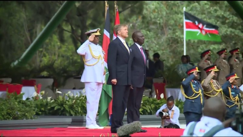 Dutch King Willem-Alexander accorded 21-gun salute in formal reception at State House, Nairobi