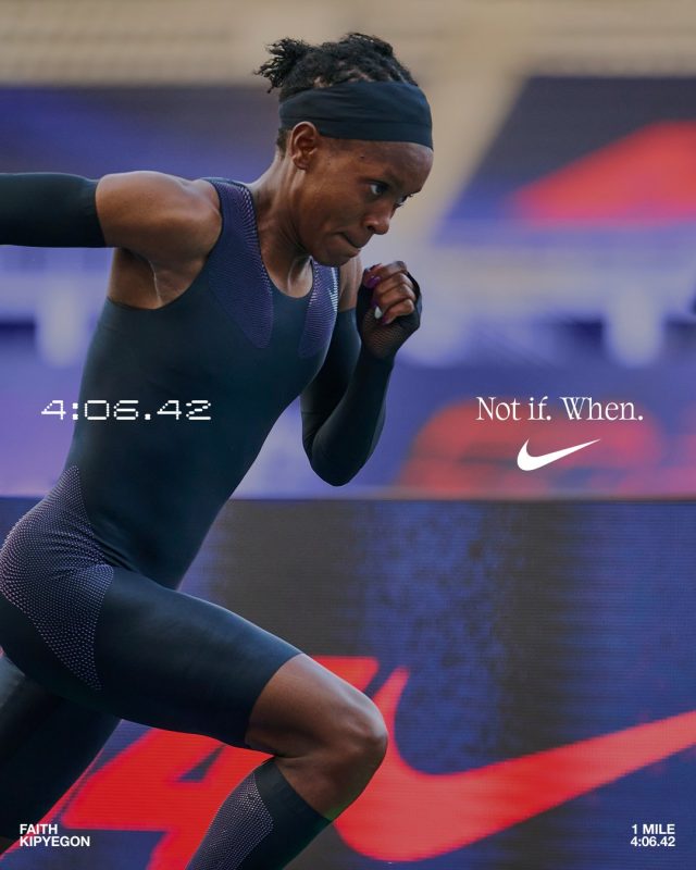 Kipyegon falls short in sub-four-minute mile bid
