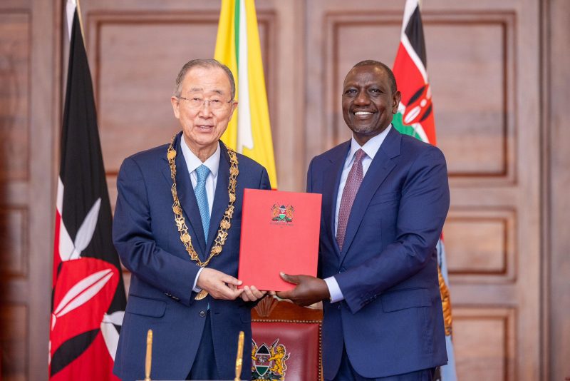 Ban Ki-moon hails special ties with Kenya, Ruto as he receives highest national medal