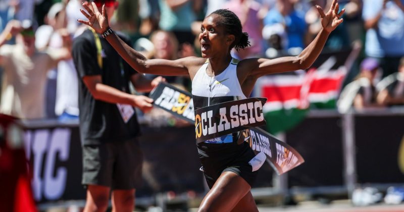 Power of Faith! Kipyegon storms to world record at Prefontaine Classic