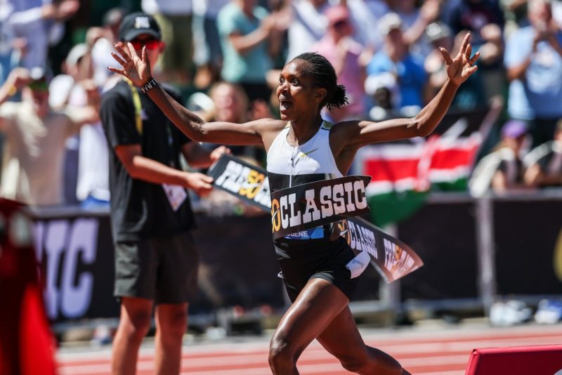 Power of Faith! Kipyegon storms to world record at Prefontaine Classic