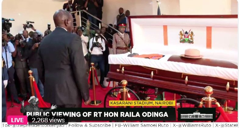 Public viewing of Raila’s body gets underway at Kasarani 5 hours behind schedule