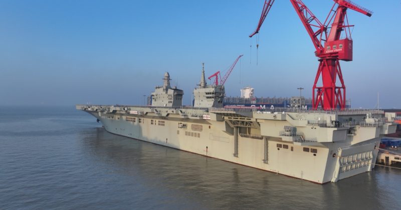 China’s largest amphibious assault ship sets off on maiden sea trial