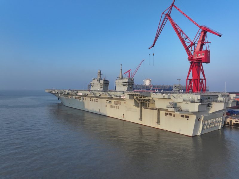 China’s largest amphibious assault ship sets off on maiden sea trial