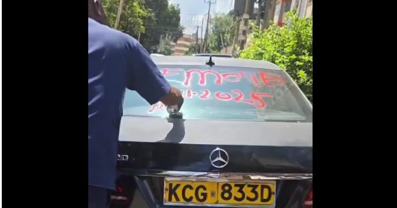 Outrage as Nairobi County officer filmed spray-painting parked car in CBD