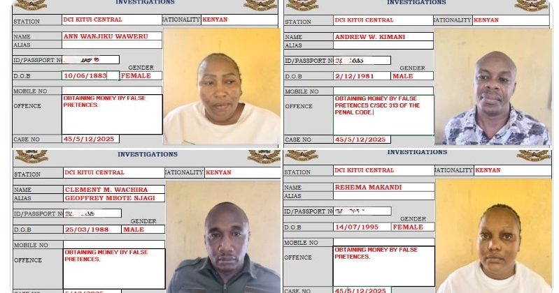 4 suspects behind fake tenders arrested in Kitui after Sh105,000 fraud