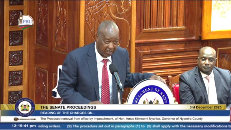 Governor Nyaribo denies impeachment charges at Senate trial