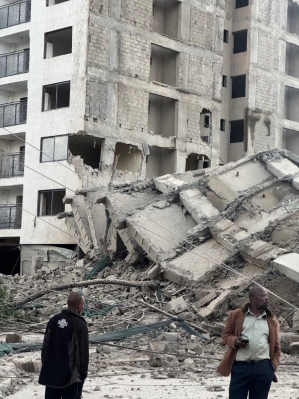 Pedestrian injured in South C building collapse, search for missing guards on