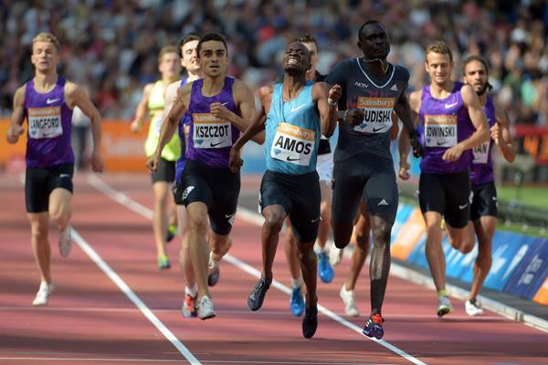 Nijel Amos powers to victory in the men 800m in London over David Rudisha. PHOTO/IAAF