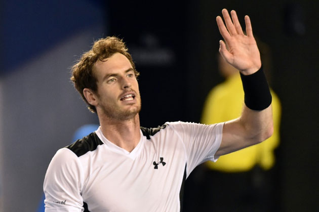 Britain's Andy Murray celebrates victory in his Australian Open men's singles quarter-final match against Spain's David Ferrer, in Melbourne, on January 27, 2016 © AFP Saeed Khan