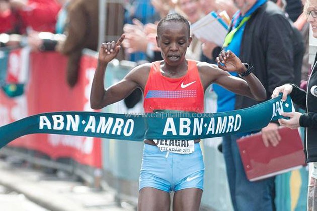 Kenya's Jemima Sumgong wins the women's race of the 2016 London Marathon/ PHOTO- AFP