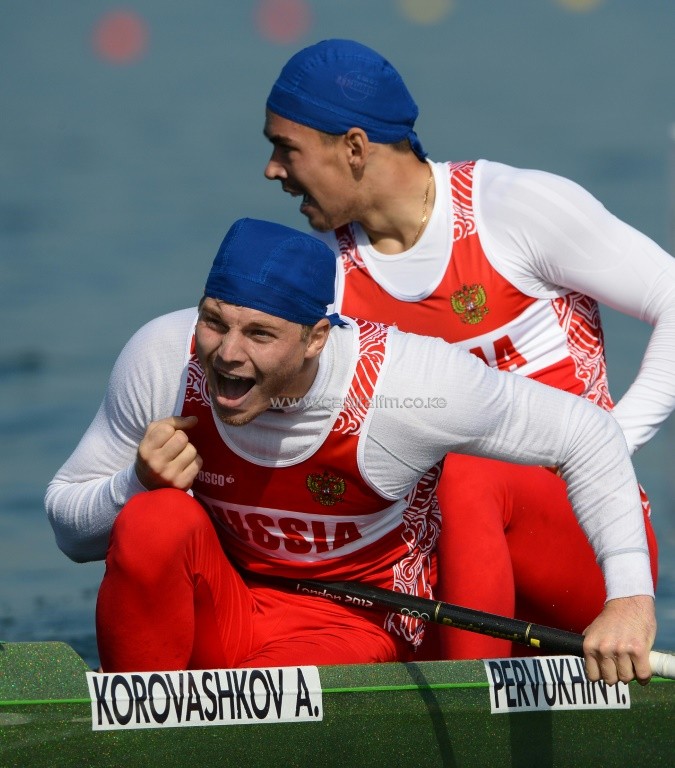 Alexey Korovashkov (L) is one of five Russian canoeists to be banned from Rio only two weeks before the start of the Games. PHOTO/AFP.