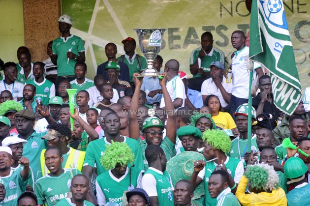 Gor Mahia fans at the Kasarani stadium during the match.PHOTO/Raymond Makhaya.