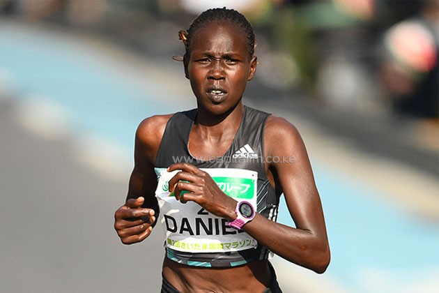 Flomena Cheyech Daniel on her way to winning the Saitama Marathon. PHOTO/IAAF