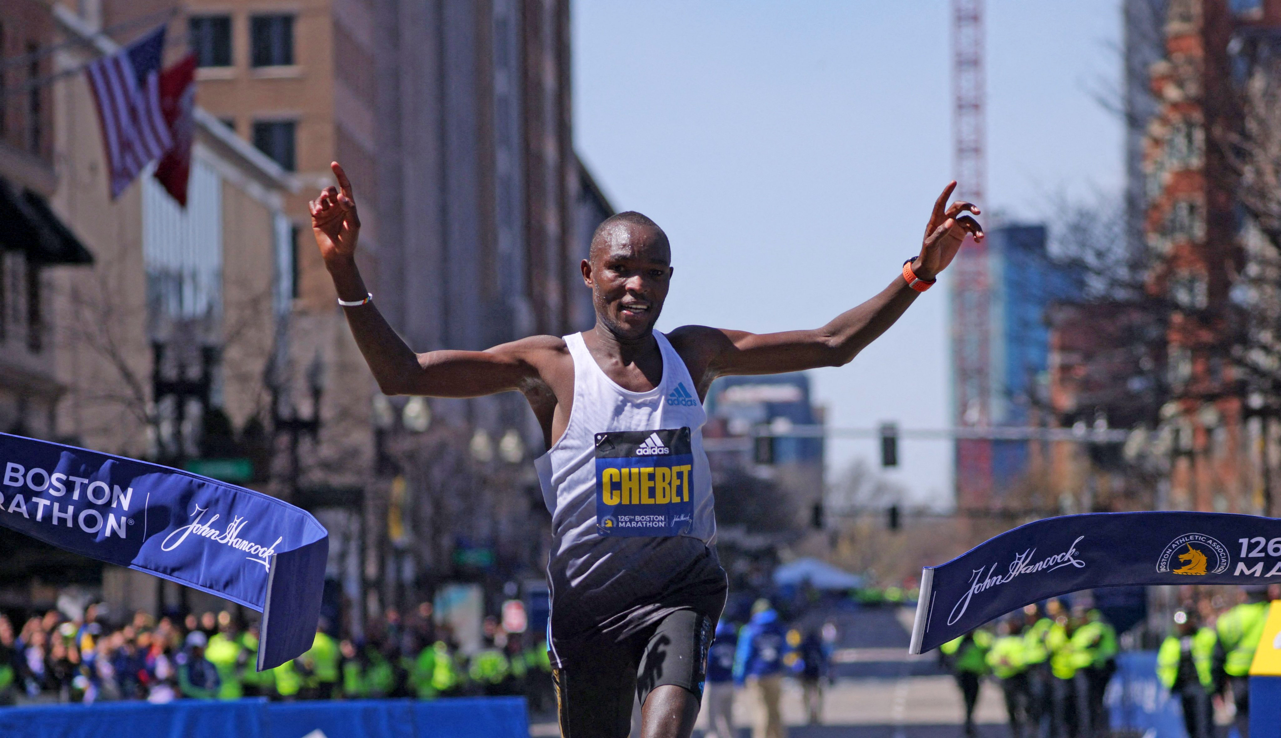 Evans Chebet leads Kenyan podium sweep at Boston Marathon