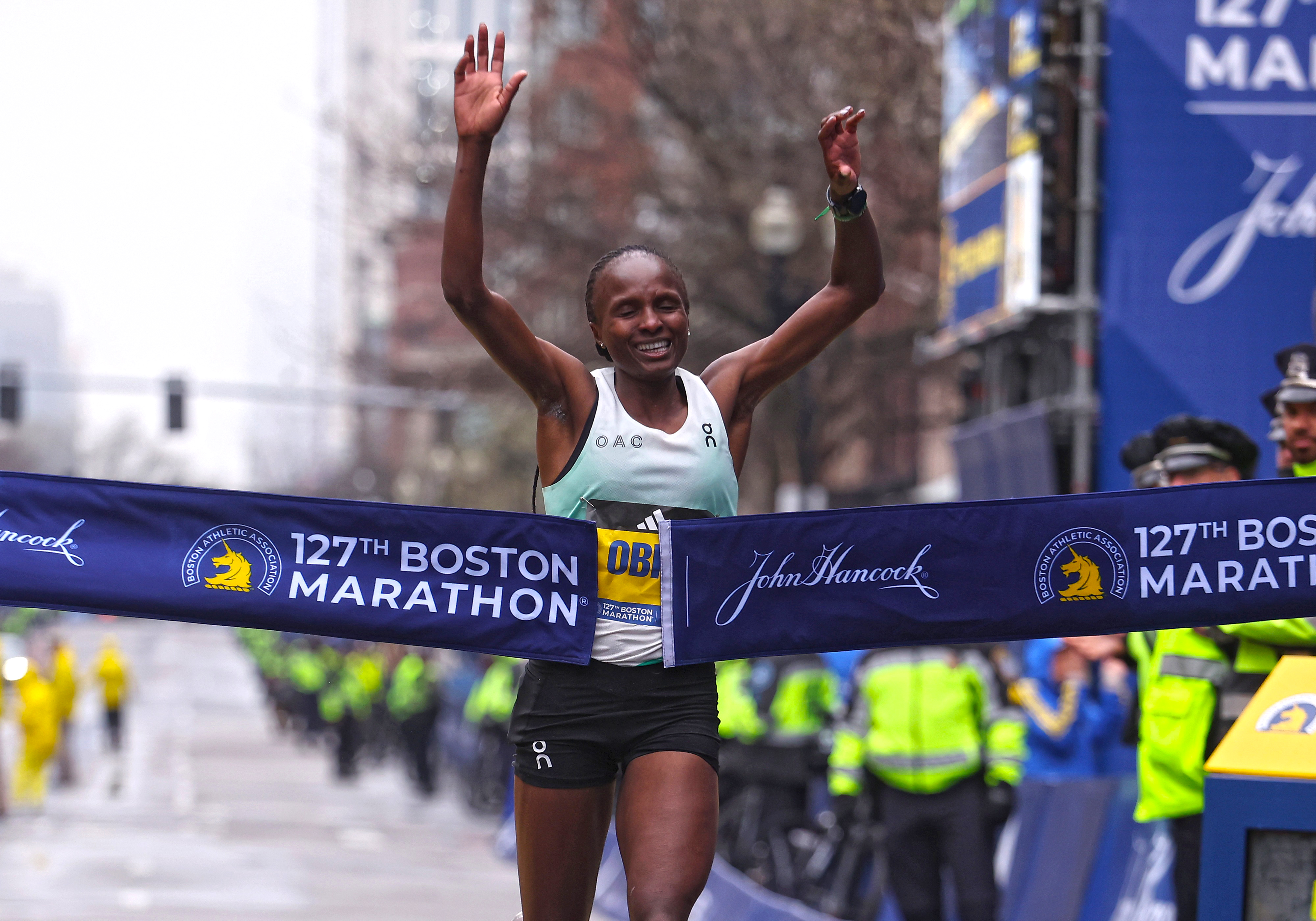 Super Obiri puts up master finish to defend Boston Marathon title