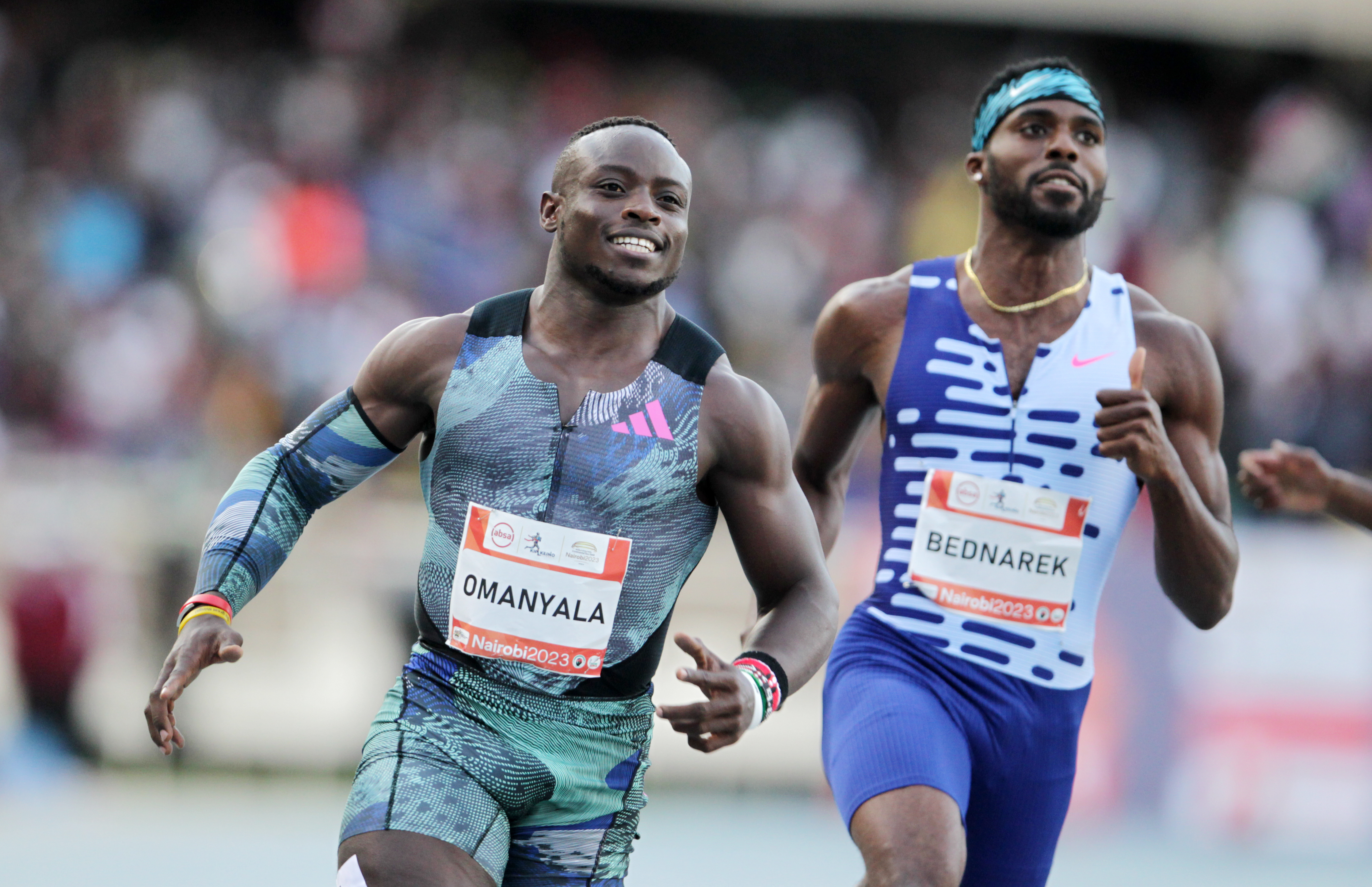 Brilliant Omanyala beats idol Blake in Paris, but comes second behind Lyles in photo finish